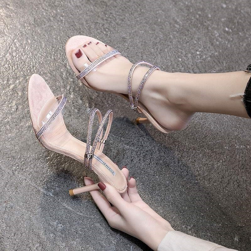 高跟涼鞋女2020年新款水鑽涼靴中跟細跟夏季鑲鑽羅馬女鞋在類目 女鞋, 涼鞋中 - 來自Buy2taobao.com提供專業的淘寶代購服務