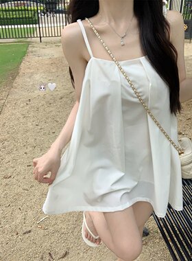 夏季白色吊带背心女露肩遮肉