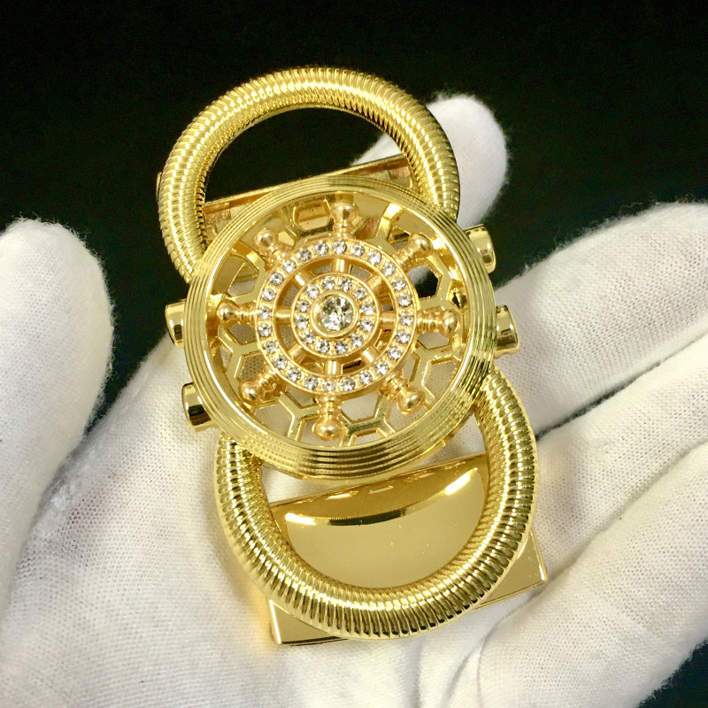 新款时来运转旋转金色自动扣8字扣皮带头男士裤带扣头腰带卡头3.