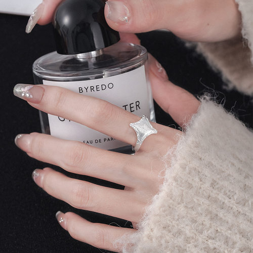 女925银拉丝八芒星护盾戒指