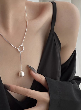 925银女高级感拉丝圆球长款项链