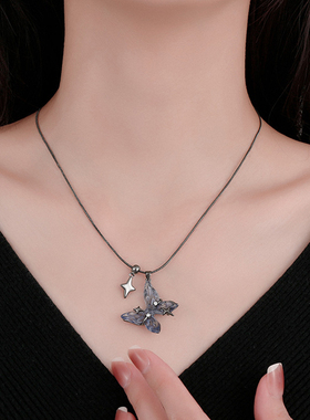 925银女质清冷感蝴蝶星星项链