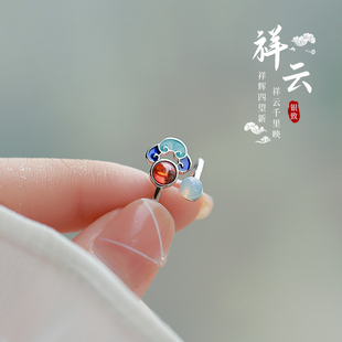 纯银中国风戒指女小众设计时尚装饰个性冷淡风高级感祥云开口指环