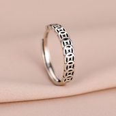 s925纯银招财钱多多戒指女小众设计高级感指环时尚 食指戒简约 个性