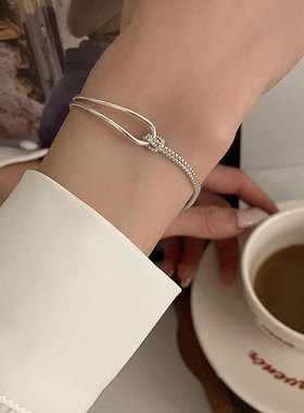 女925银小众设计打结几何手链