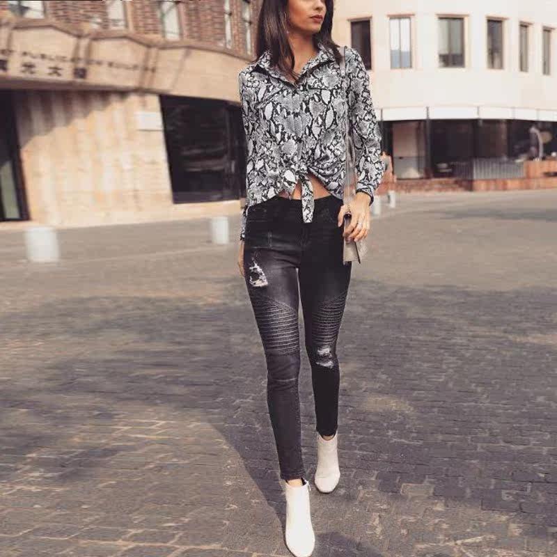 欧洲站秋季ins衬衣性感蛇皮欧美长袖潮Long sleeve shirt blous|ruв категории Женская одежда, рубашка - от Buy2taobao.com для оказания профессиональной услуги покупки агента Taobao