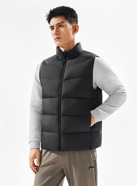 正品李宁羽绒马甲2025冬季男子90%鸭绒保暖羽绒背心AMRV037-3-5