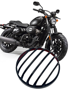 适用于轻骑大韩GV300S 改装复古栅栏大灯罩 车灯保护罩 亮黑色