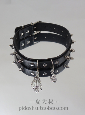 暗黑朋克摇滚手掌骷髅头皮项链