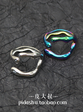朋克不规则戒指ins钛钢素圈指环