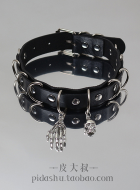 暗黑手掌骷髅头超酷夸张圆环项圈