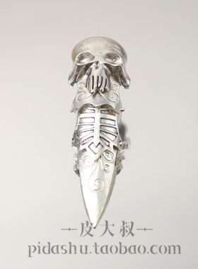 个性复古朋克骷髅活动关节戒指