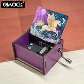 木质八音盒摆件古典雕刻手摇音乐盒子圣诞节工艺品礼物礼品现货