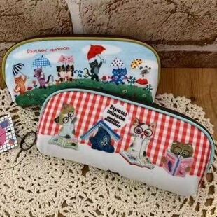 现货童话绘本插画收纳包眼镜盒日本原单墨镜包多用途拉链收纳袋