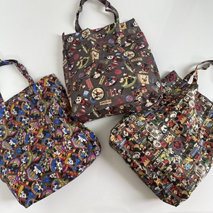 外贸卡通米奇唐老鸭经典 折叠环保袋复古可爱休闲单肩包手提购物袋