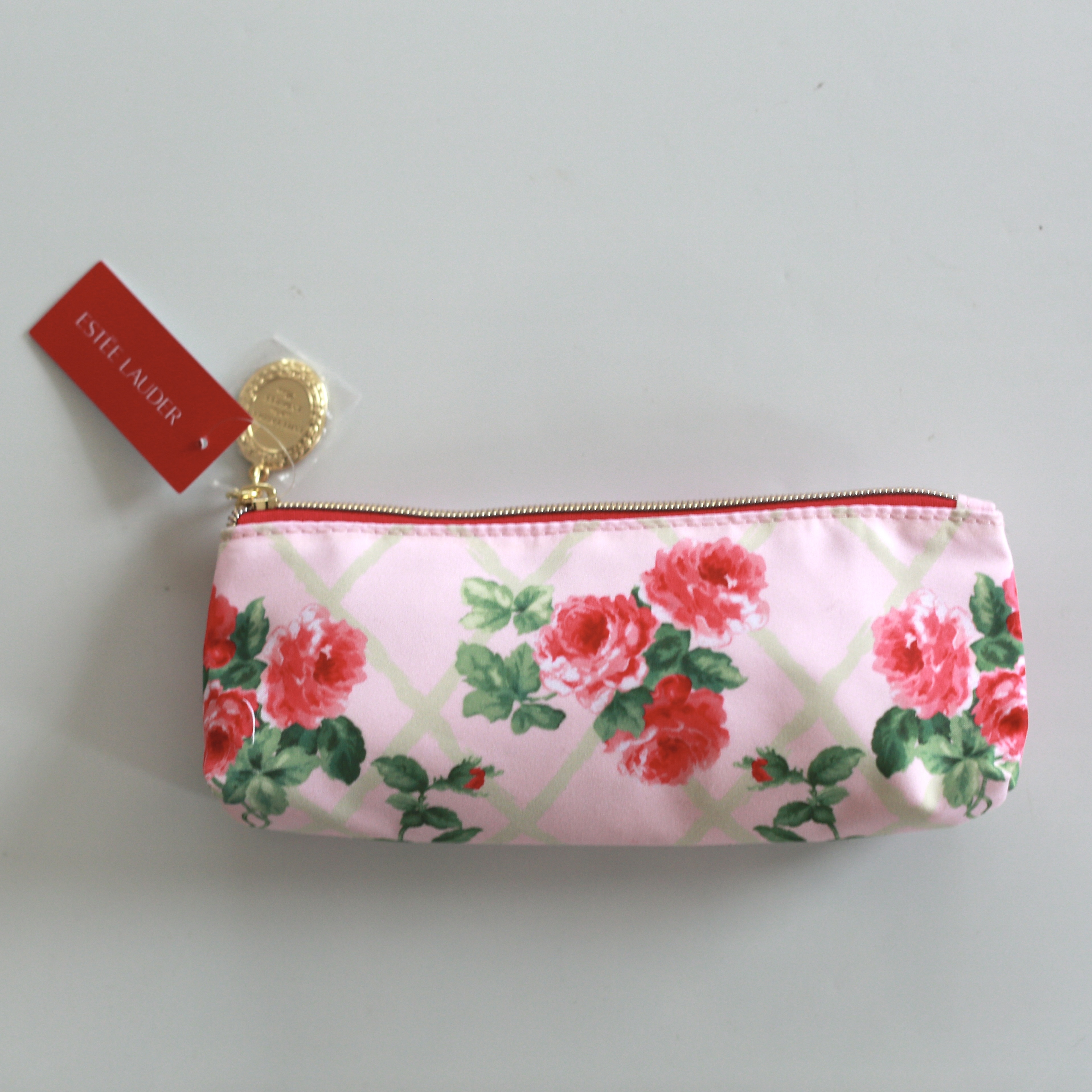 包邮 专柜赠品精致拉头口红眉笔蔷薇花朵化妆包收纳包玫瑰花笔袋