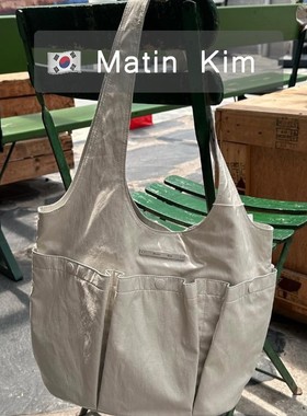 夏季韩国小众matinkim南南同款褶皱双口袋托特包手提单肩腋下包女