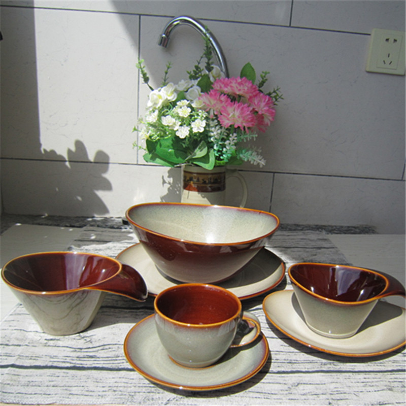 原单咖啡杯异形小盘带柄陶瓷餐具