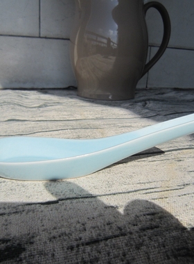 外贸原单陶瓷餐具欧美名品LZ高端浅蓝色调羹汤勺吃饭勺汤匙甜品勺