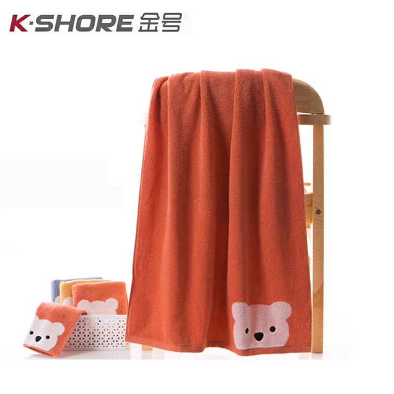 金号浴巾纯棉柔软儿童成人家用卡通小熊无捻超柔全棉加厚浴巾S313