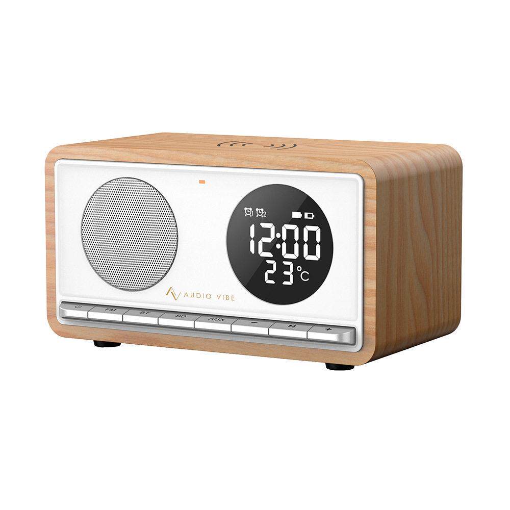 复古蓝牙音箱木质闹钟无线桌面