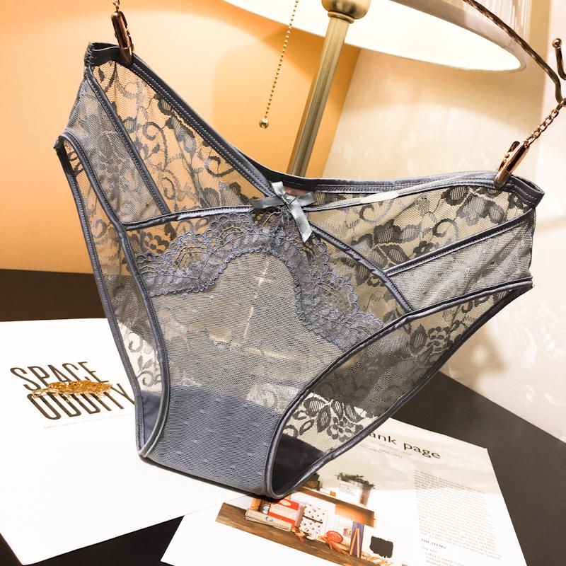法式女士蕾丝镂空性感低腰迷人舒适透气女内裤网纱女三角裤棉裆 - 封面