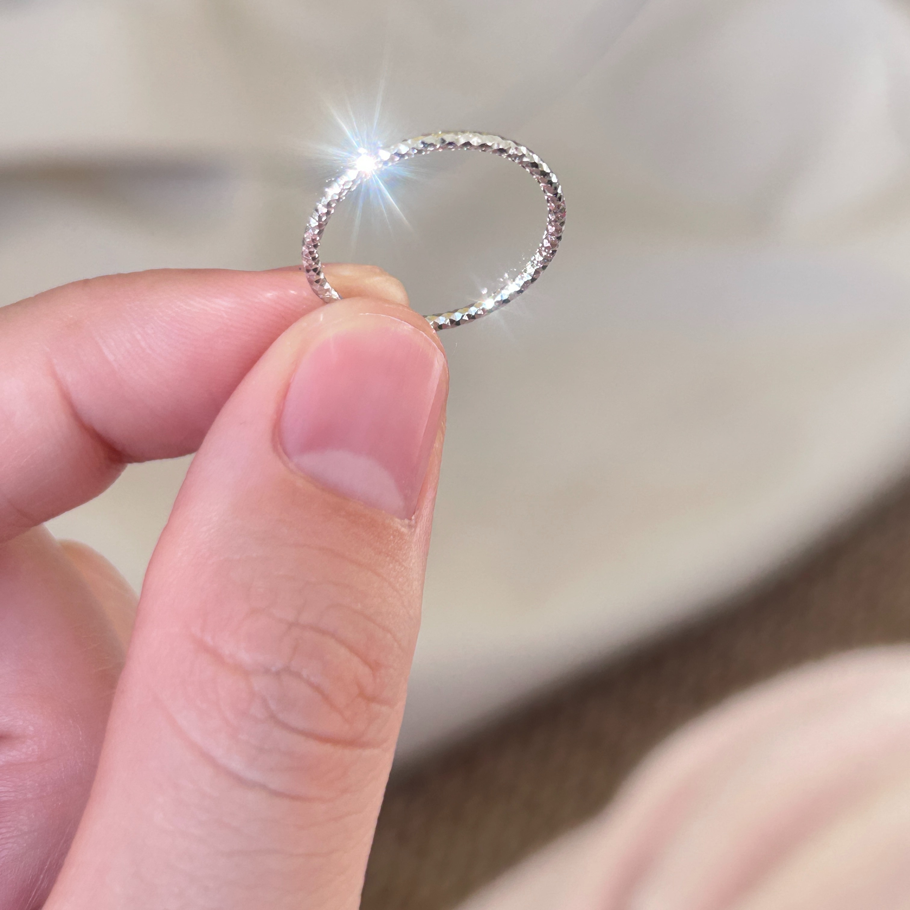 SUN通体纯银S925 满天星 素圈男女轻奢高级感闭口戒指