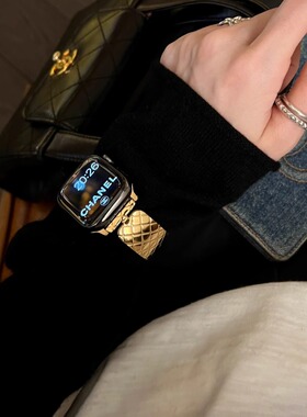 IAMYEE菱格香老钱范手镯不锈钢表带适用applewatchS9S10iwatchS11