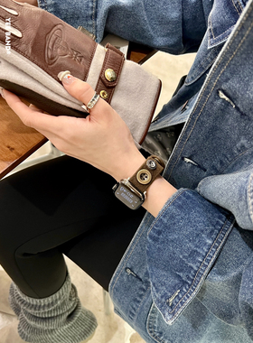 IAMYEE 纽扣设计小众表带适用applewatchS8S9S10代iwach手表带S11