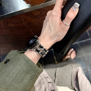 小香双排扣表带适用applewatch5679SES7S8S9iwatch IAMYEE不锈钢版