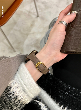 IAMYEE马蹄扣小蛮腰皮质表带适用applewatch56S7S8S9S10iwatchS11