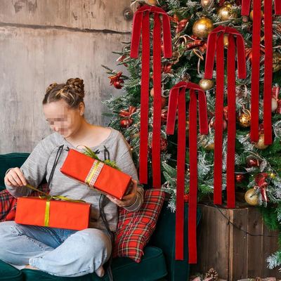 圣诞树装饰蝴蝶结丝绒天鹅绒燕尾结楼梯壁炉花环配饰挂饰氛围布置