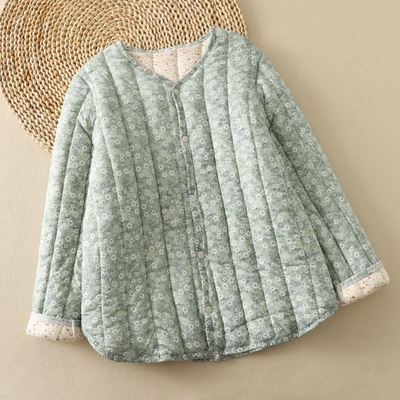 女士妈妈装碎花棉袄夹棉加绒加厚内胆保暖棉服薄棉衣女秋冬季外套