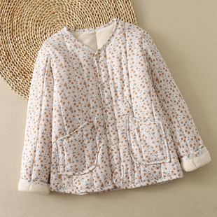 过冬棉衣女加厚保暖妈妈花棉袄冬季新款外套宽松碎花百搭防寒棉服