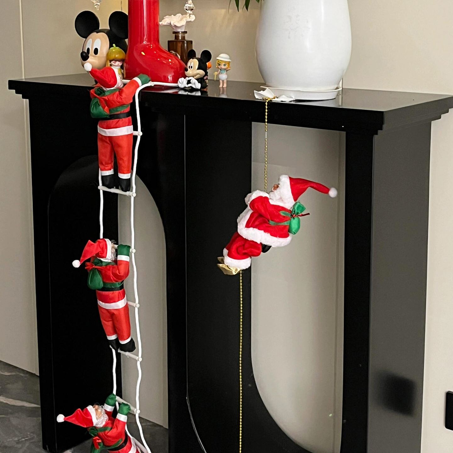 圣诞老人爬梯挂饰圣诞节装饰品店铺橱窗场景布置道具圣诞树小挂件