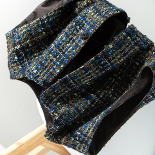 富家千金氛围感小香风粗花呢羊毛混纺彩色金线圆领宽松马甲女上衣