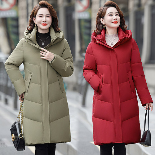 新款正品波丝羽绒服女冬季中长款时尚妈妈修身显瘦防风御寒厚外套