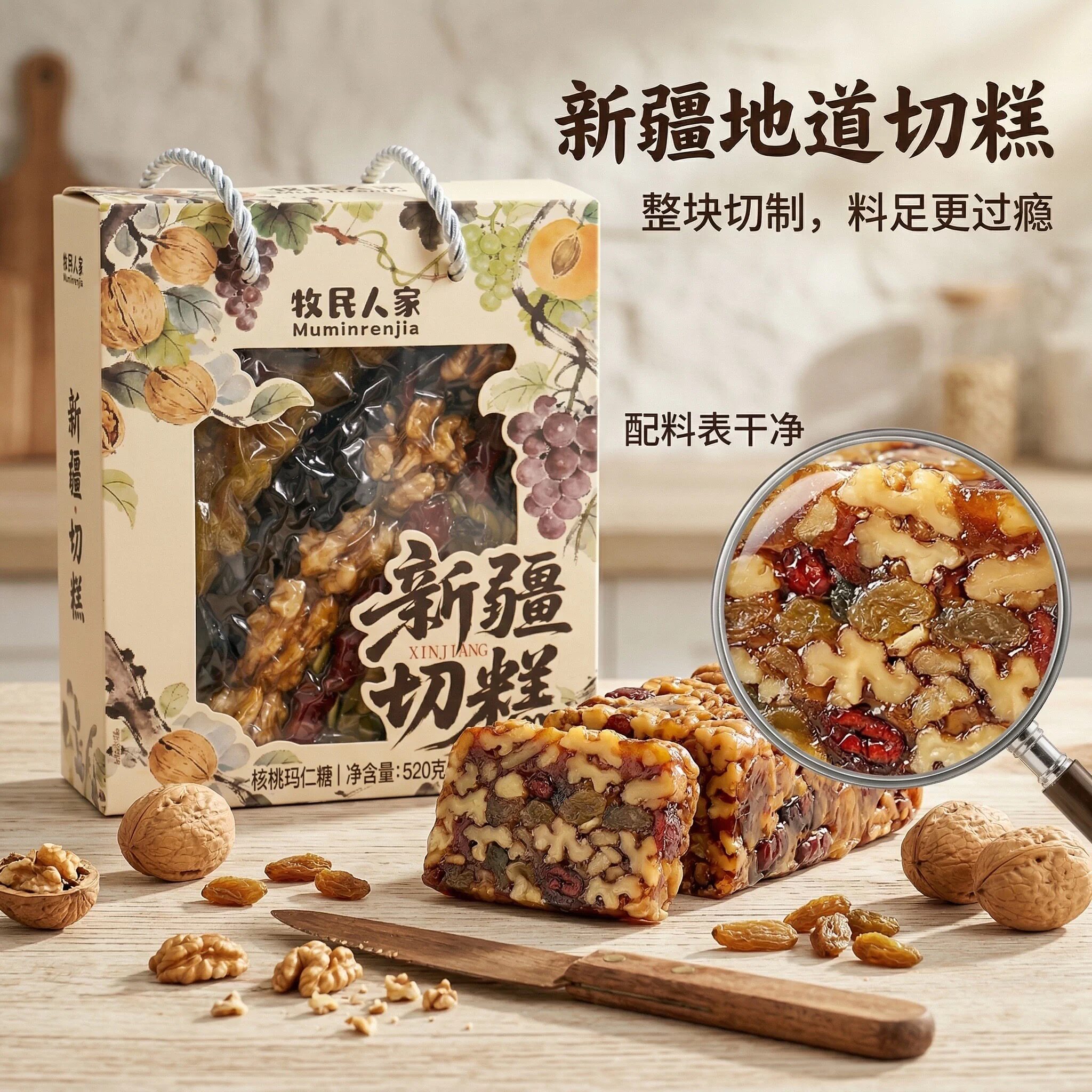 新疆牧民人家切糕南瓜子仁杏仁白芝麻蔓越莓干黑加仑核桃优选坚果
