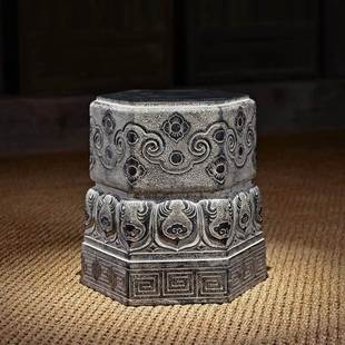 新中式仿古凳网红民宿特色矮凳 创意户外坐凳 复古仿石莲花门墩凳