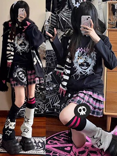 车日时 hurt me长袖纯棉亚二次元打底秋季男女正肩薄款