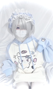 车日时 围兜猫咪连帽加绒加厚卫衣秋冬款式上衣亚文化二次元日系