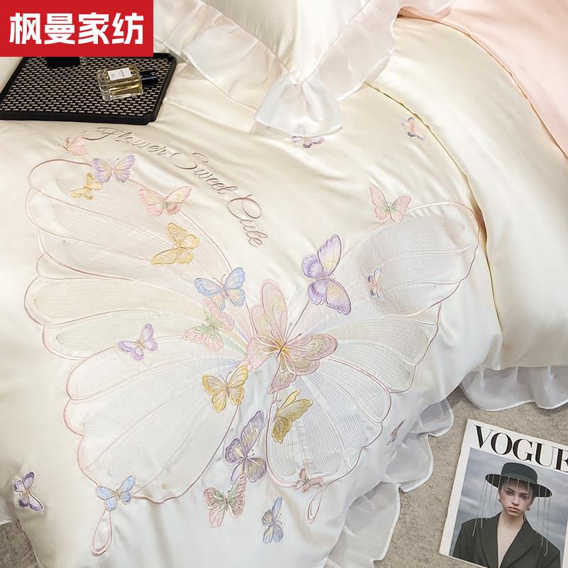 公主风夏季天丝四件套花
