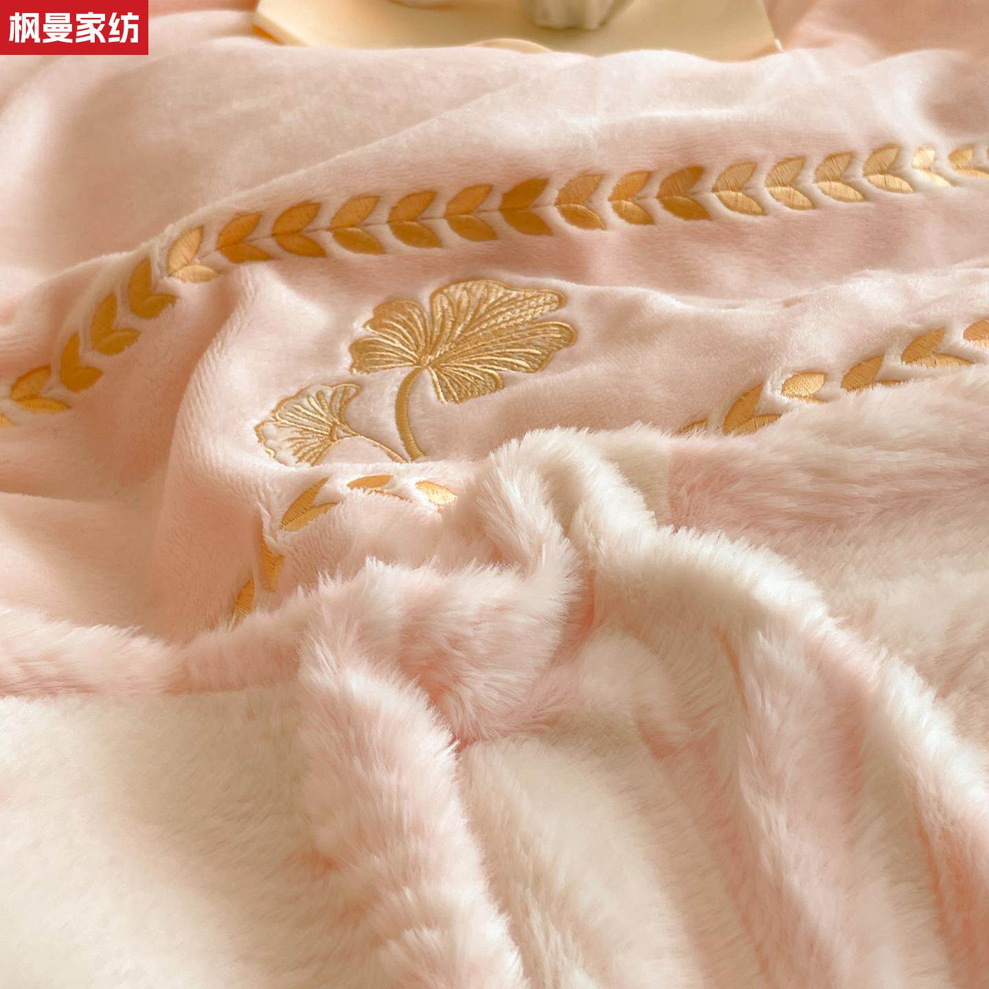 轻奢高级感兔毛绒四件套冬季加厚雕花牛奶绒被套双面珊瑚加绒床单