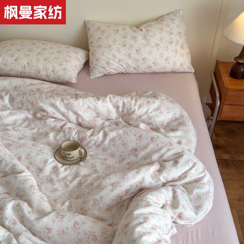 母婴级全棉双层纱四件套床上用品被套纯棉100床单执漫被罩床笠