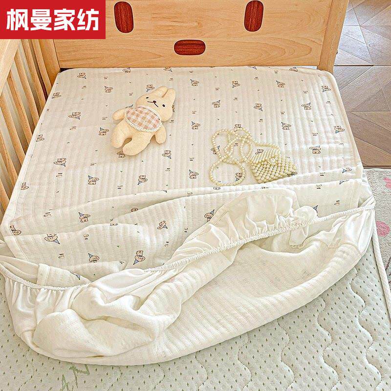 全棉A类 婴儿床床笠纯棉儿童夹棉加厚床罩宝宝拼接床秋冬天套罩
