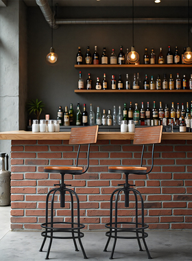 美式复古酒吧椅吧台椅现代简约高脚椅子靠背铁艺桌椅高脚凳吧台椅