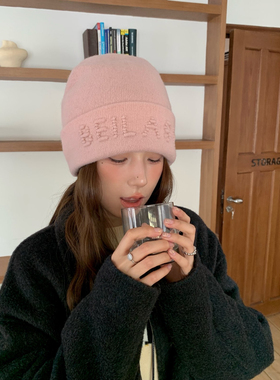 韩系小众设计感羊毛纯色减龄针织帽女秋冬潮流单品保暖百搭包头帽