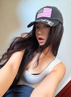小众美式复古水洗做旧棒球帽女显脸小日常街头休闲辣妹鸭舌帽潮