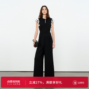 连体衣长裤 拼接连身高腰荷叶边阔腿裤 1252J01JD3 新品 婉甸2026夏季