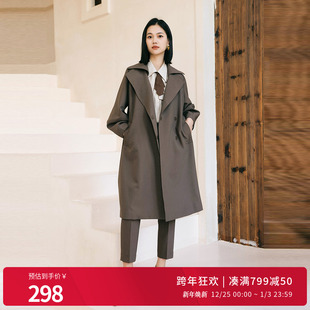 风衣上装 日常上班橡子棕长款 1233B01RS5 新品 婉甸秋季
